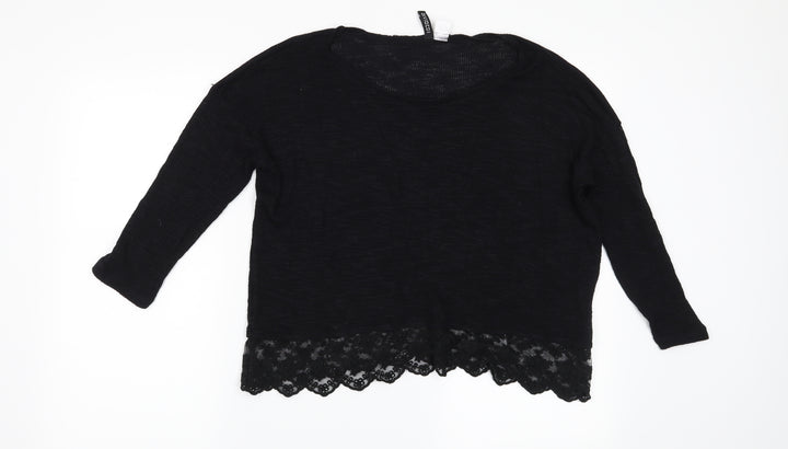 H&M Womens Black Floral  Pullover Jumper Size S