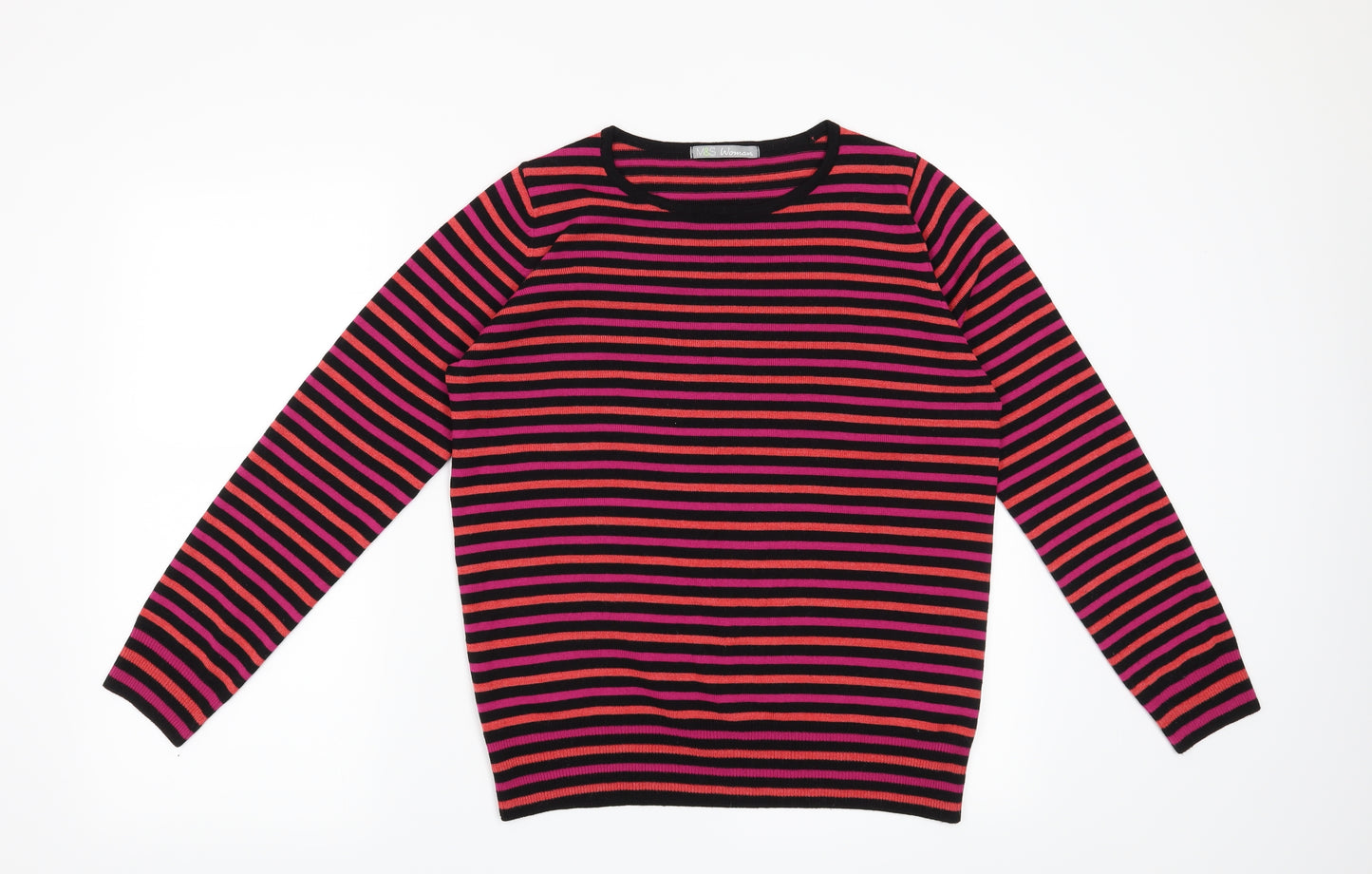 Marks and Spencer Womens Black Striped  Pullover Jumper Size 12