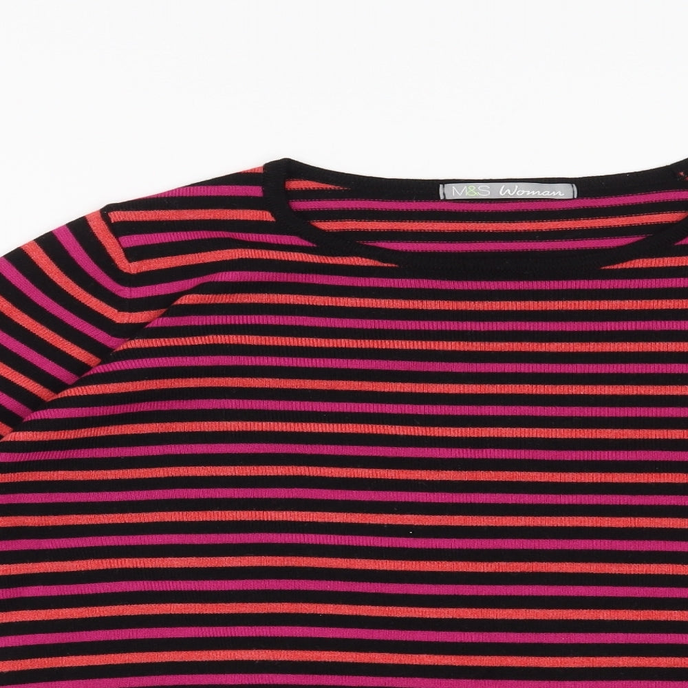 Marks and Spencer Womens Black Striped  Pullover Jumper Size 12