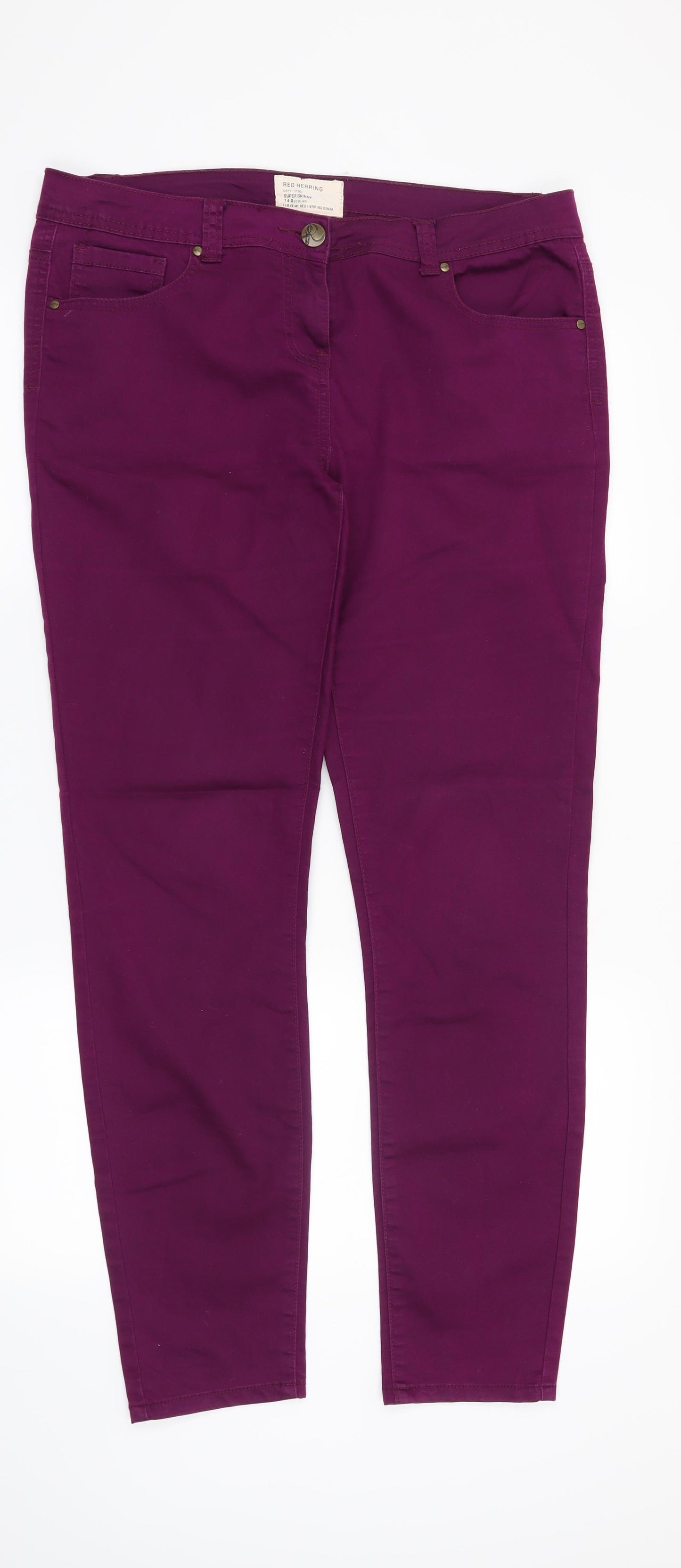Red Herring Womens Purple   Skinny Jeans Size 14 L31 in