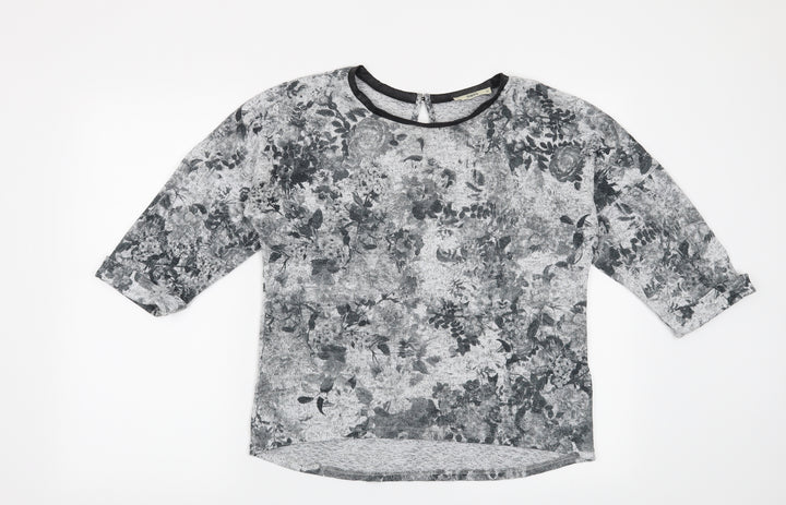 Oasis Womens Grey Floral Pullover Sweatshirt Size XS