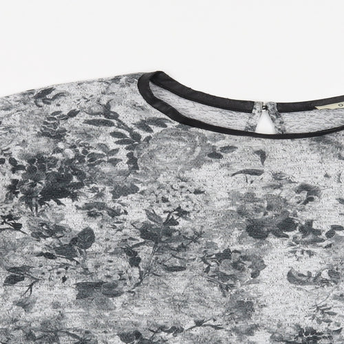 Oasis Womens Grey Floral  Pullover Sweatshirt Size XS