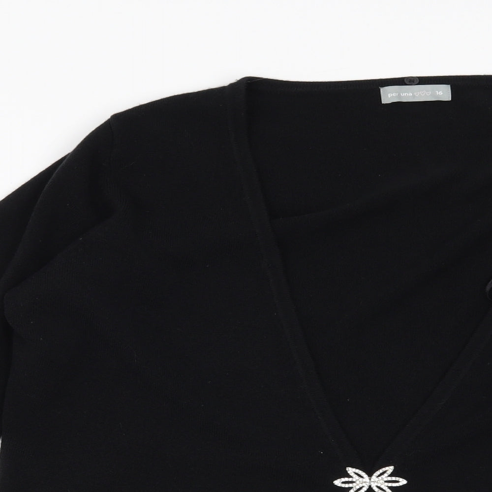 Per Una Womens Black   Cardigan Jumper Size 16