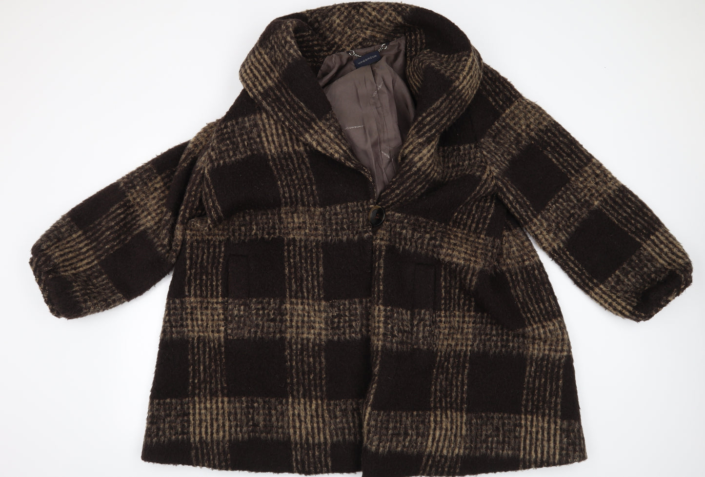 Windsmoor Womens Brown Check  Overcoat Coat Size 18