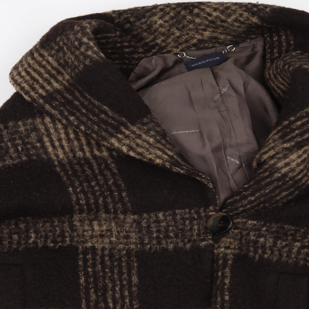 Windsmoor Womens Brown Check  Overcoat Coat Size 18
