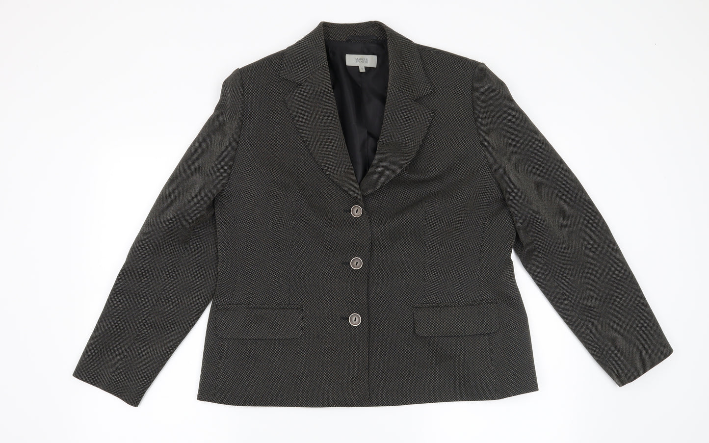 Marks and Spencer Womens Black Geometric  Jacket Blazer Size 16