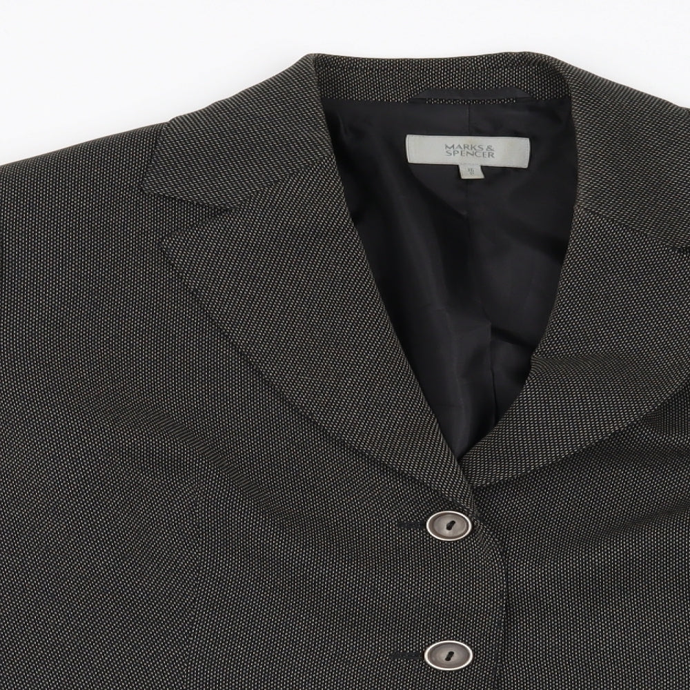 Marks and Spencer Womens Black Geometric  Jacket Blazer Size 16