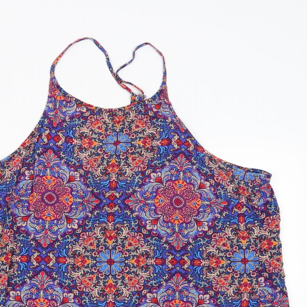 New Look Womens Blue Floral  Basic Blouse Size 14
