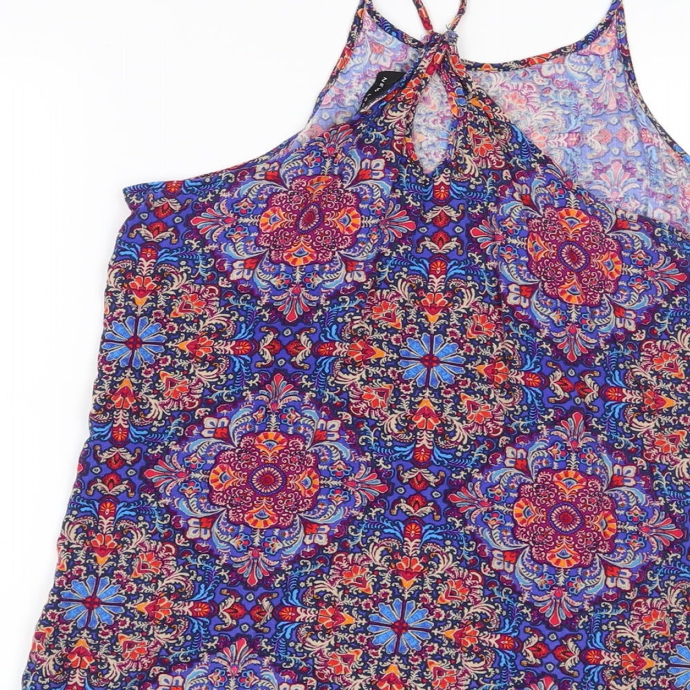 New Look Womens Blue Floral  Basic Blouse Size 14