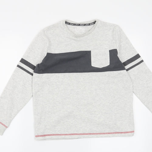 Marks and Spencer Boys Grey Striped  Pullover Sweatshirt Size 10-11 Years