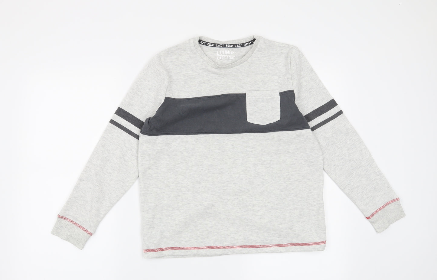 Marks and Spencer Boys Grey Striped  Pullover Sweatshirt Size 10-11 Years
