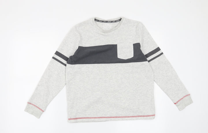 Marks and Spencer Boys Grey Striped  Pullover Sweatshirt Size 10-11 Years