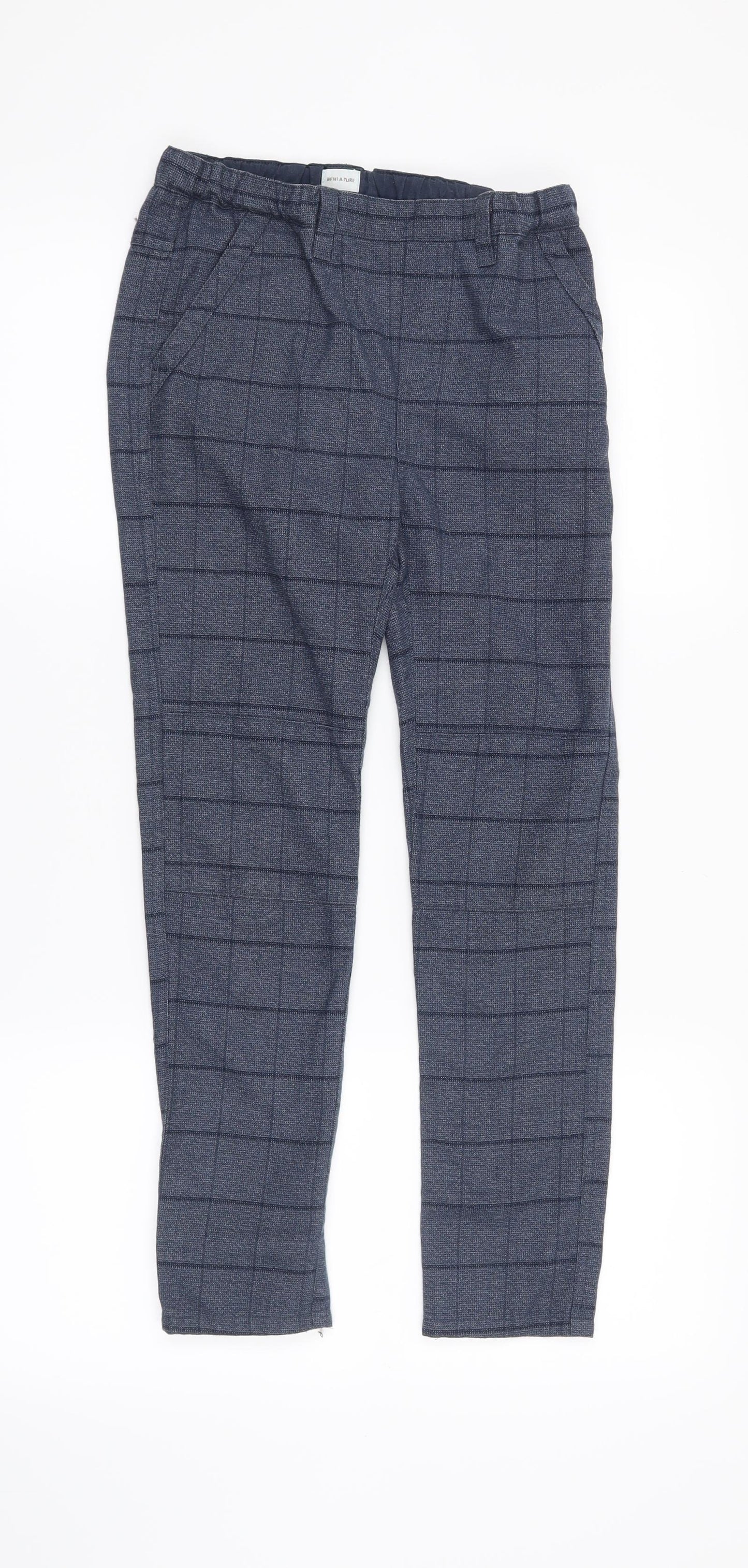 Miniature Boys Blue Check  Chino Trousers Size 10 Years