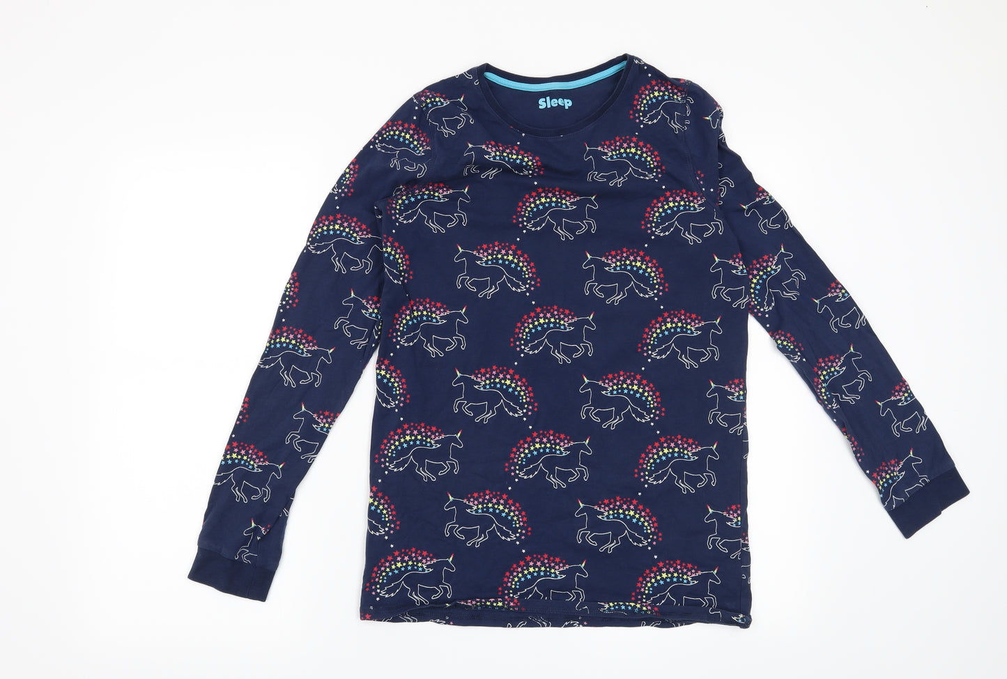Marks and Spencer Girls Blue Solid  Top Pyjama Set Size 13-14 Years  - Unicorn