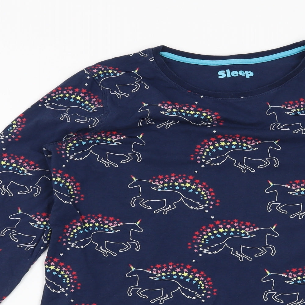 Marks and Spencer Girls Blue Solid  Top Pyjama Set Size 13-14 Years  - Unicorn
