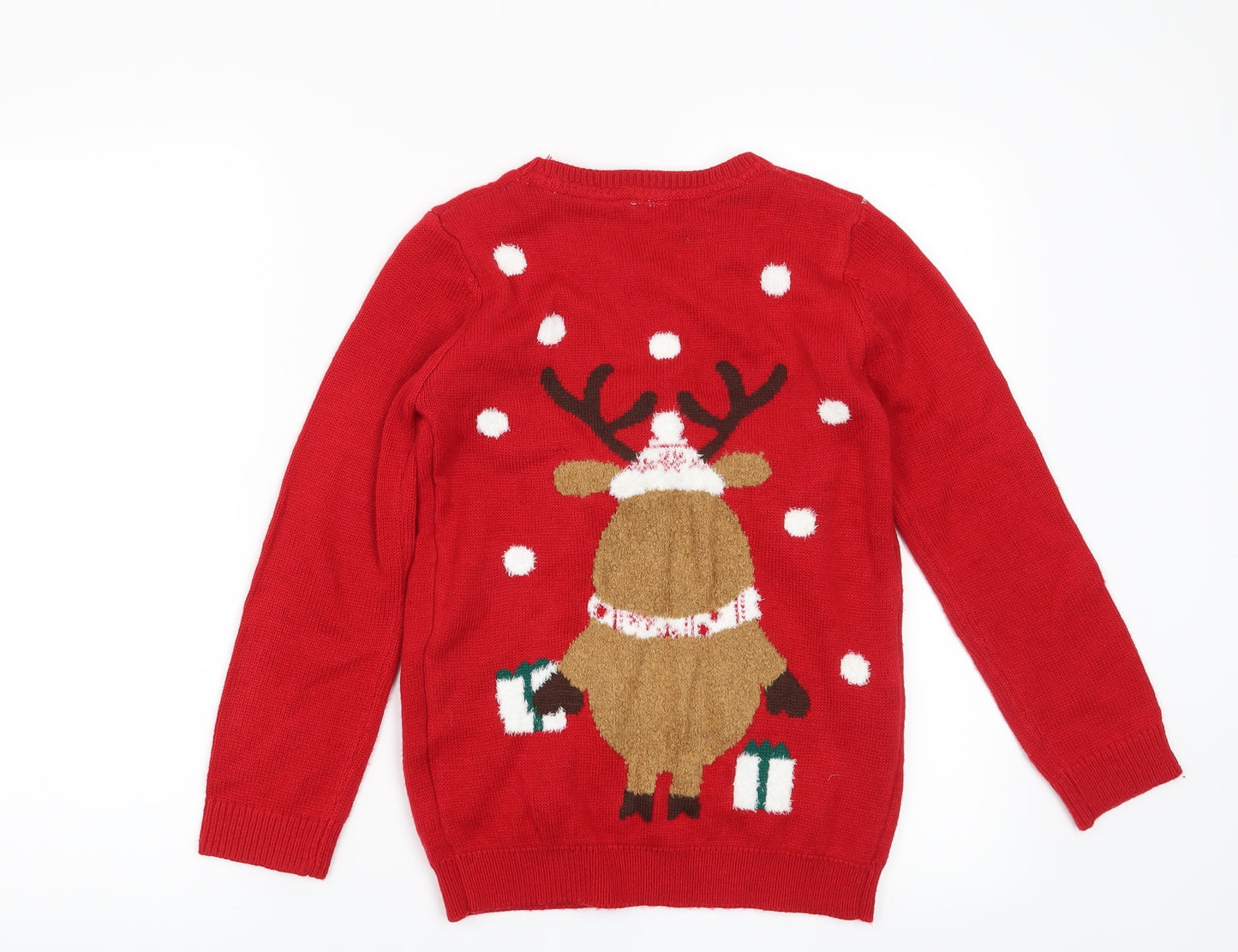 F&F Boys Red   Pullover Jumper Size 9-10 Years  - Christmas Reindeer