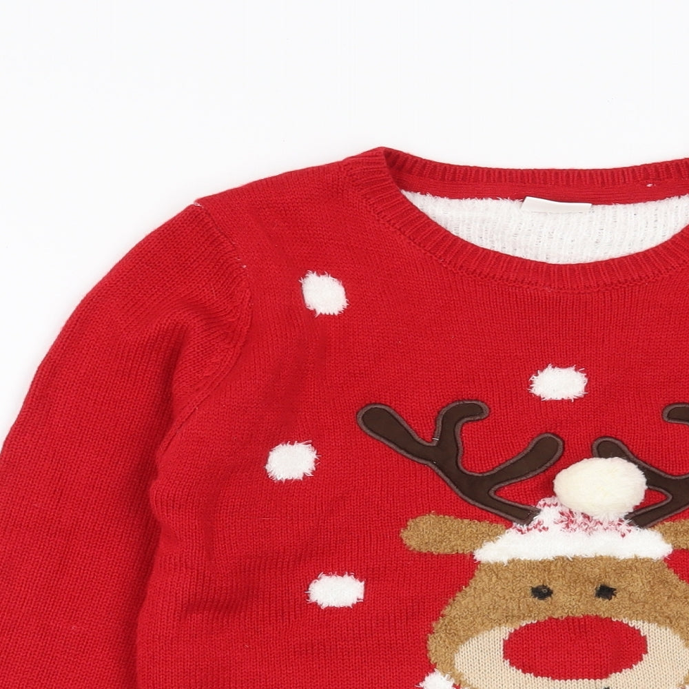 F&F Boys Red   Pullover Jumper Size 9-10 Years  - Christmas Reindeer
