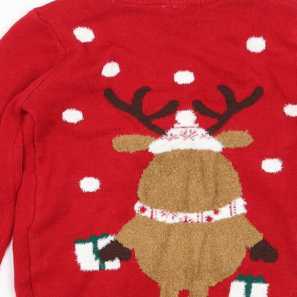 F&F Boys Red   Pullover Jumper Size 9-10 Years  - Christmas Reindeer