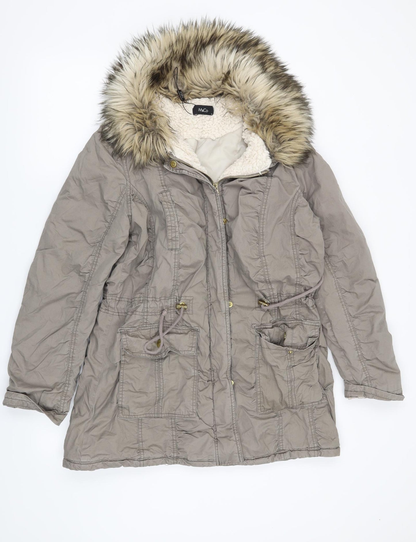 M&Co Womens Grey   Overcoat Coat Size 14