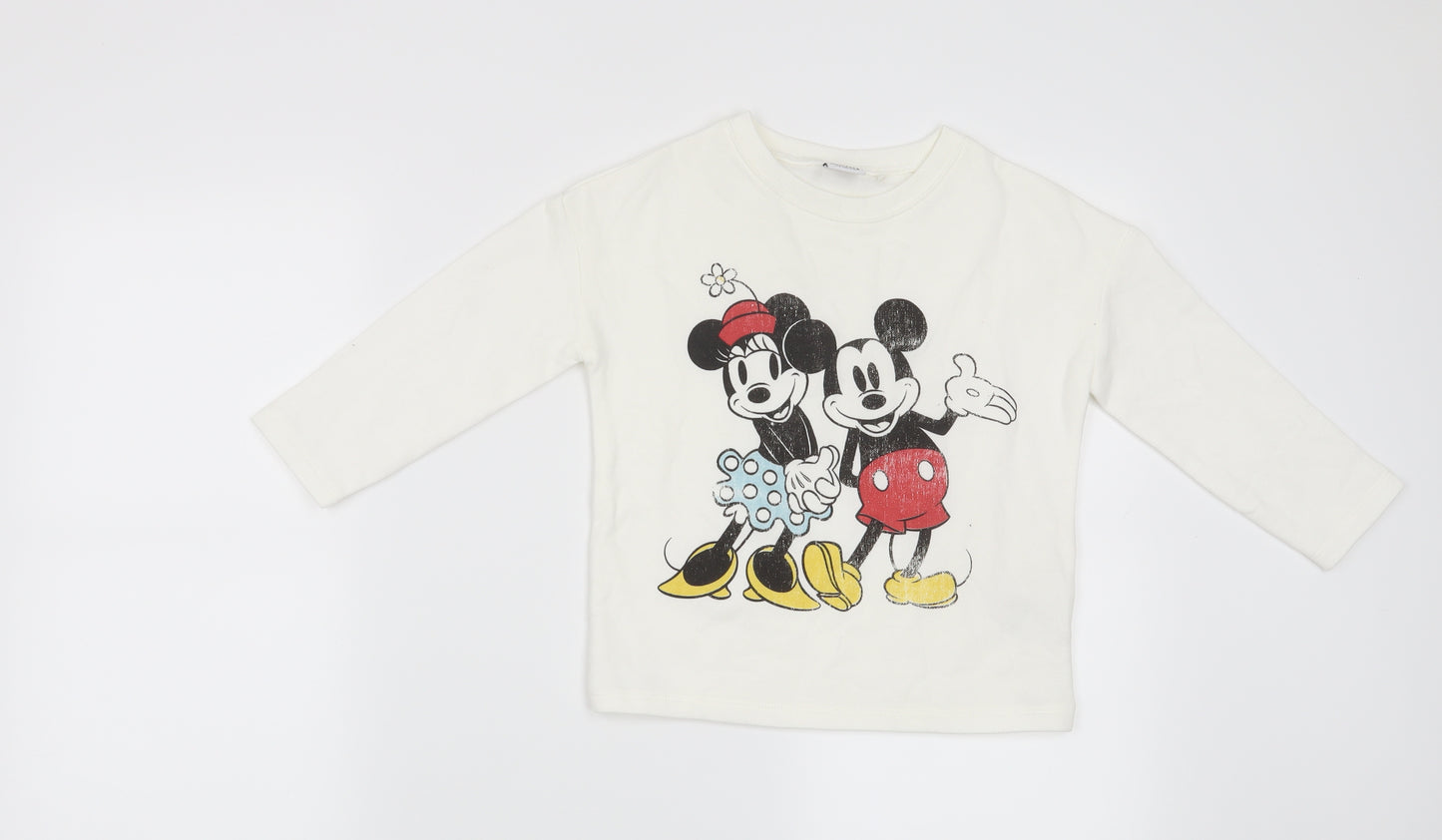 NEXT Girls White   Pullover Sweatshirt Size 4 Years  - Disney Mickey Mouse Minnie Mouse