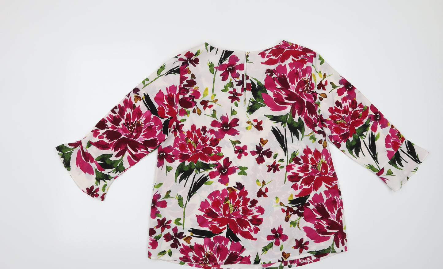 Soon Womens White Floral  Basic Blouse Size 14