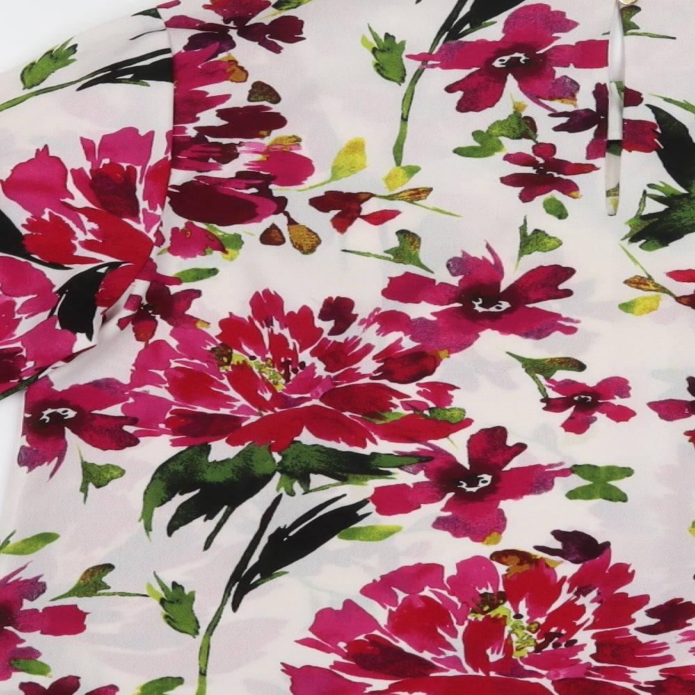 Soon Womens White Floral  Basic Blouse Size 14