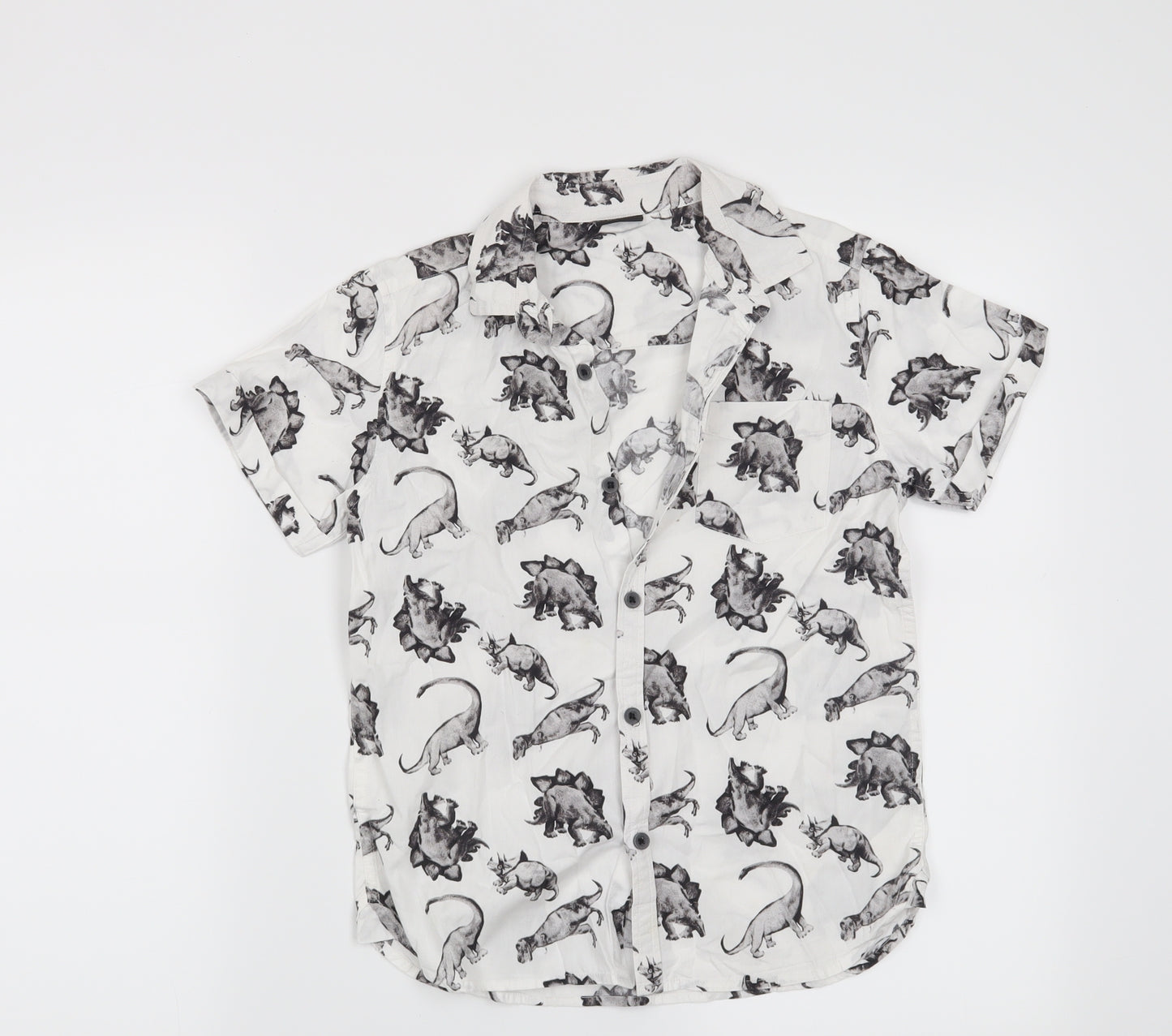 NEXT Boys White   Basic Button-Up Size 9 Years  - Dinosaur