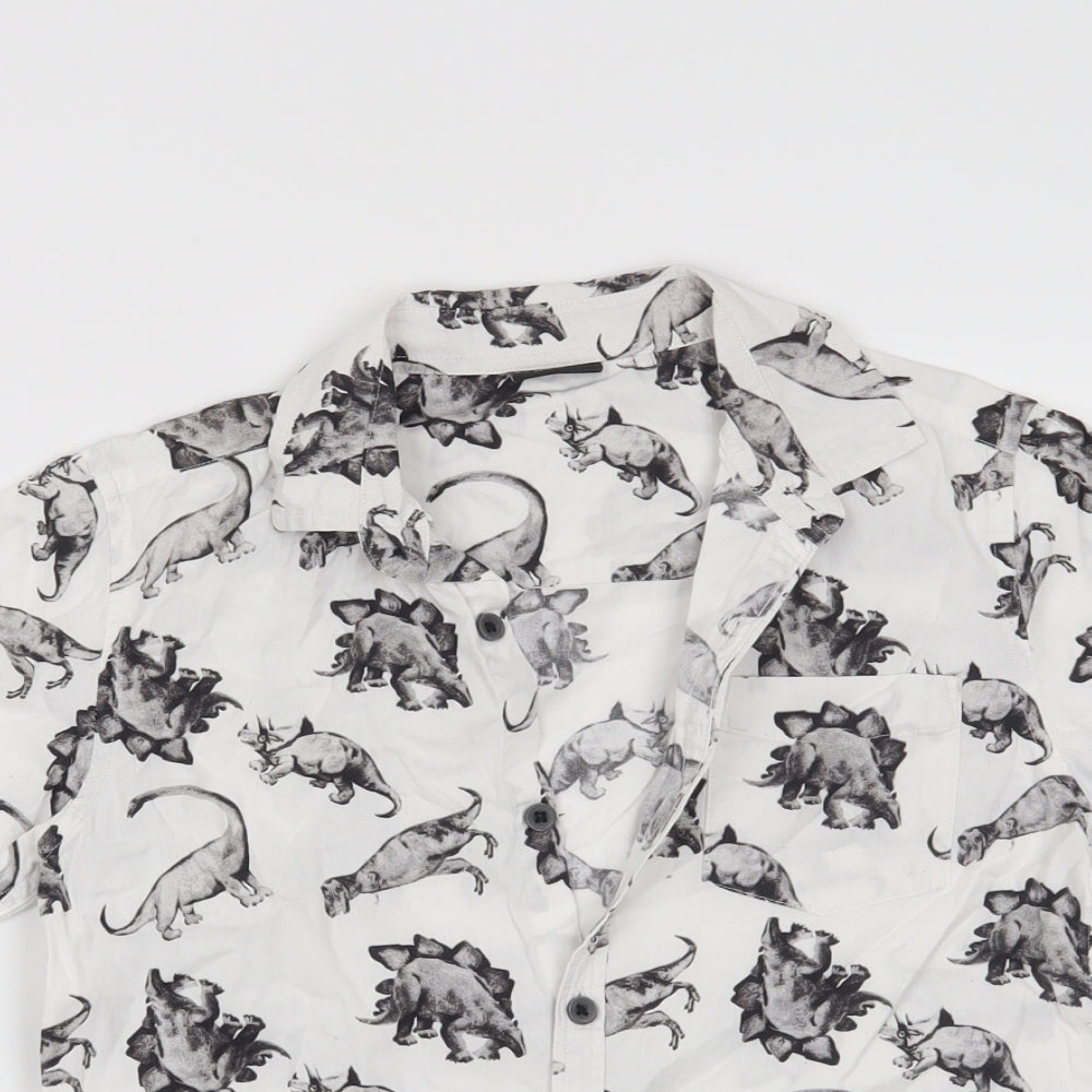 NEXT Boys White   Basic Button-Up Size 9 Years  - Dinosaur