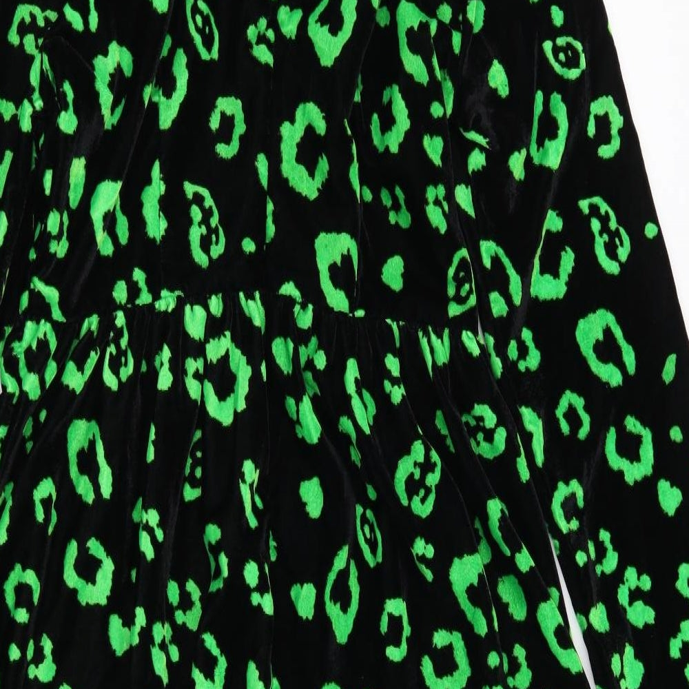 COLLUSION Womens Black Animal Print  Fit & Flare  Size 8