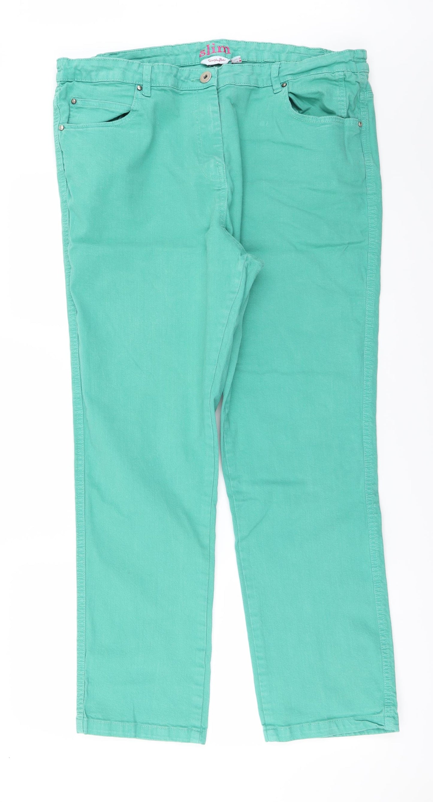 Simply Be Womens Green   Straight Jeans Size 20 L27 in
