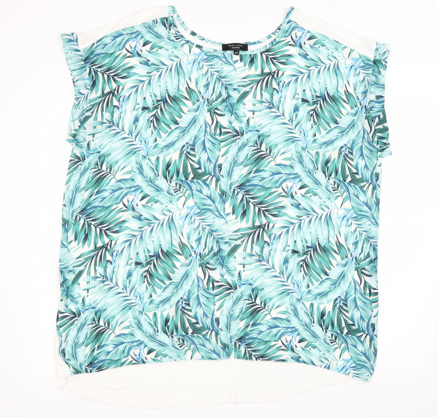 New Look Womens Green Floral  Basic T-Shirt Size 20
