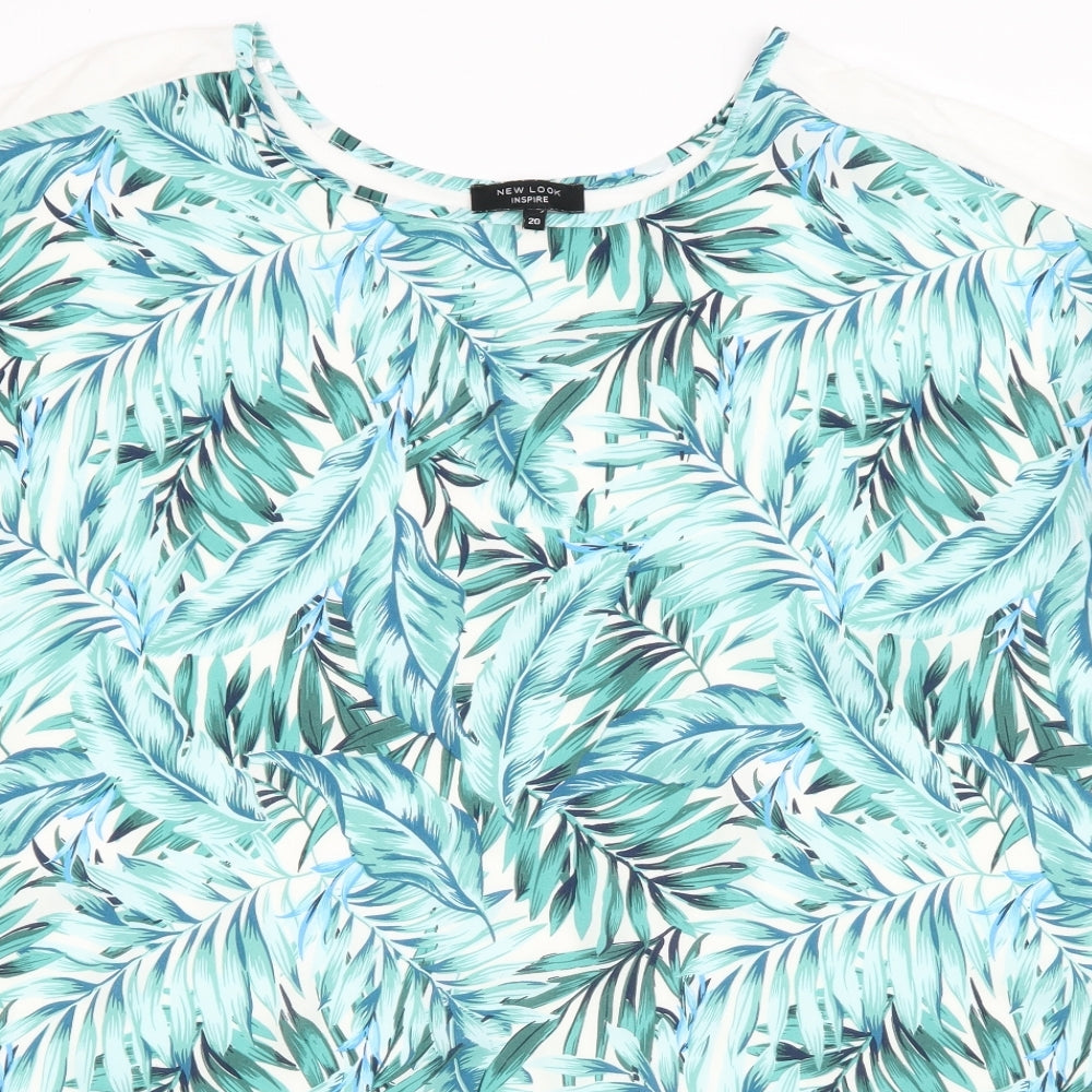 New Look Womens Green Floral  Basic T-Shirt Size 20