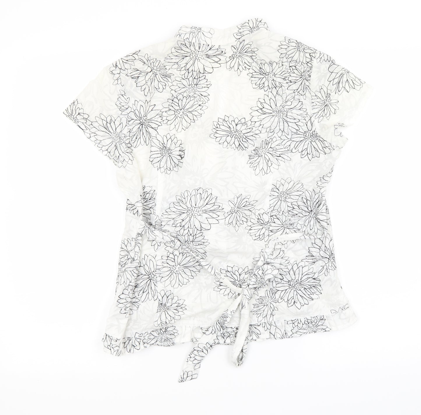 RJR.John Rocha Womens White Floral  Basic Button-Up Size 12