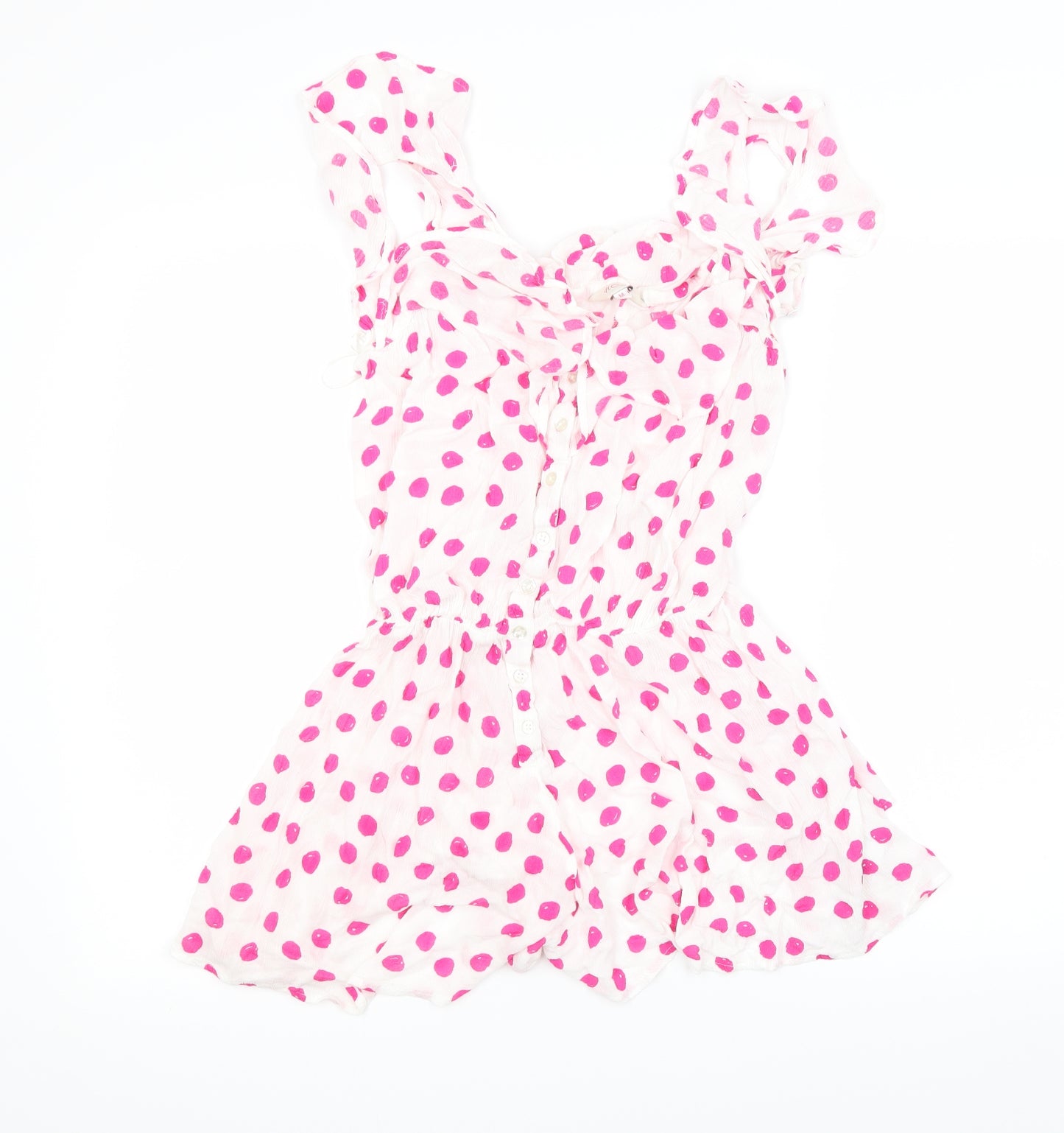 Debenhams Womens White Polka Dot  Jumpsuit One-Piece Size M