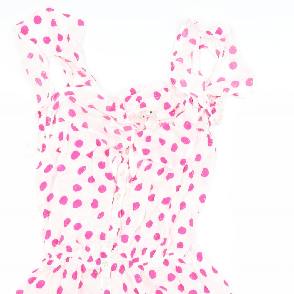 Debenhams Womens White Polka Dot  Jumpsuit One-Piece Size M
