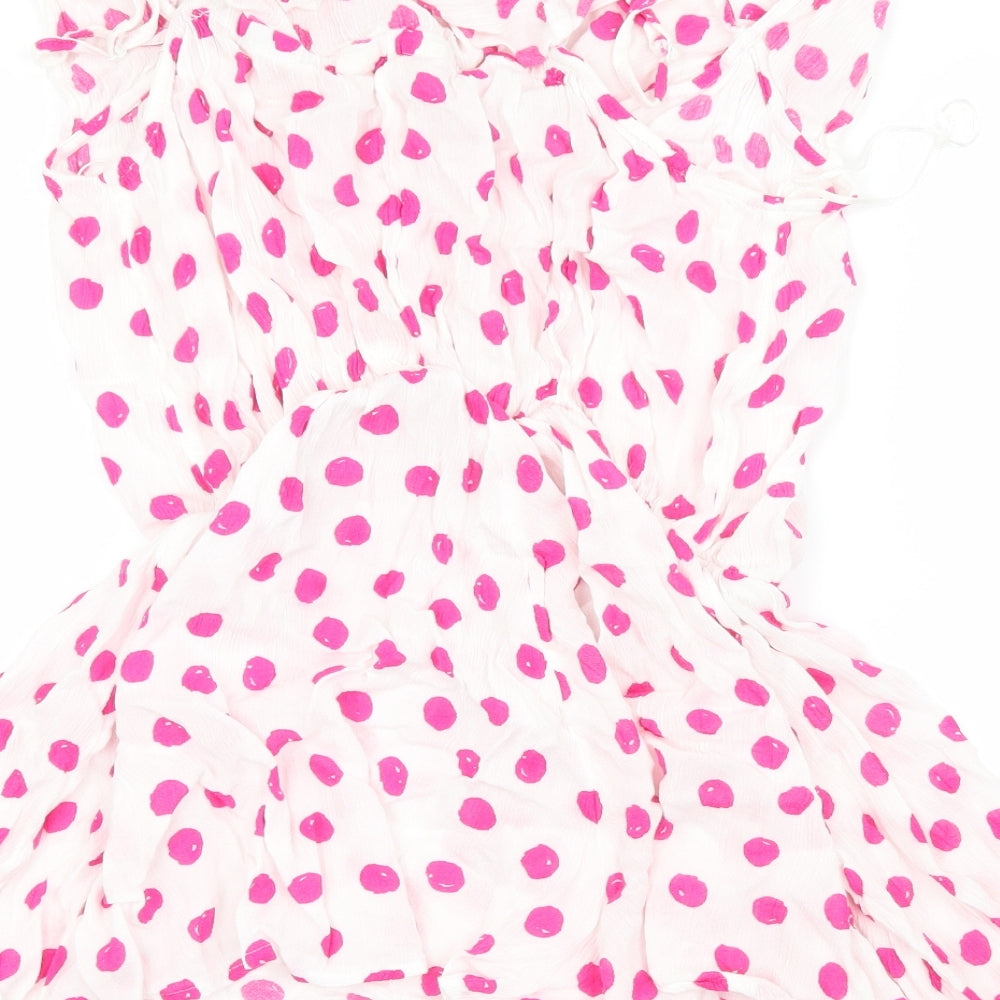 Debenhams Womens White Polka Dot  Jumpsuit One-Piece Size M