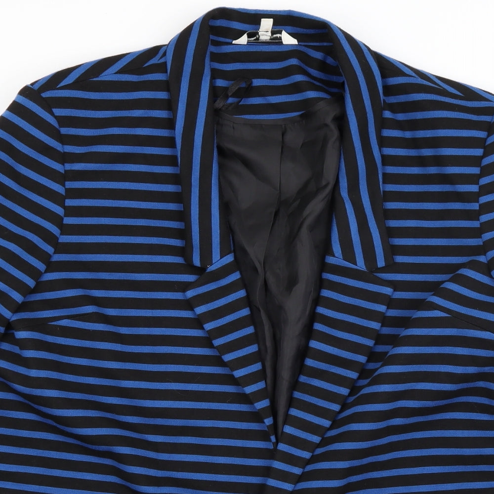 New Look Womens Black Striped  Jacket Blazer Size 16