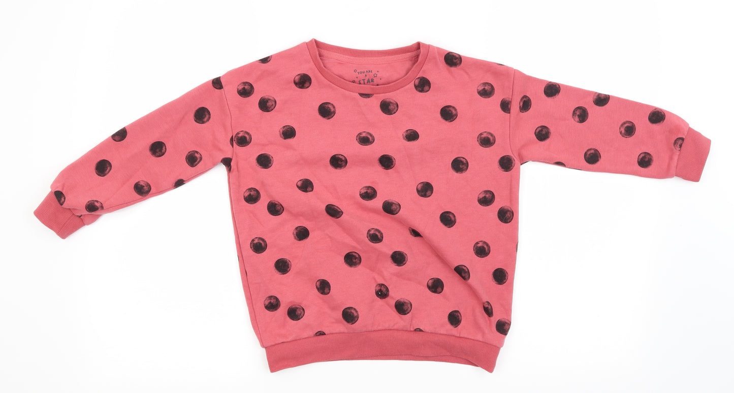 F&F Girls Orange Polka Dot  Pullover Jumper Size 6-7 Years