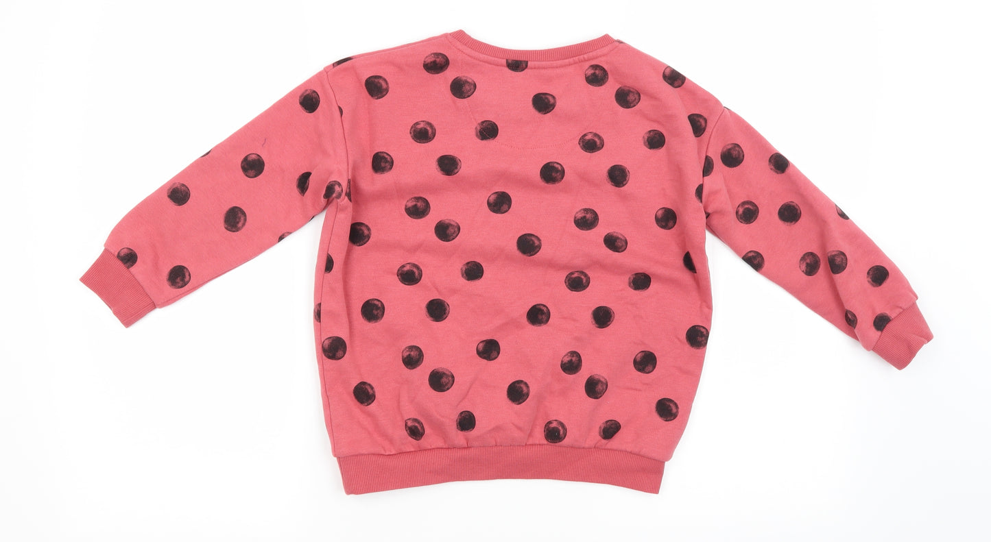 F&F Girls Orange Polka Dot  Pullover Jumper Size 6-7 Years