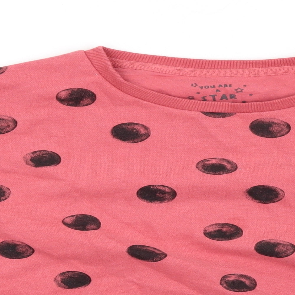 F&F Girls Orange Polka Dot  Pullover Jumper Size 6-7 Years