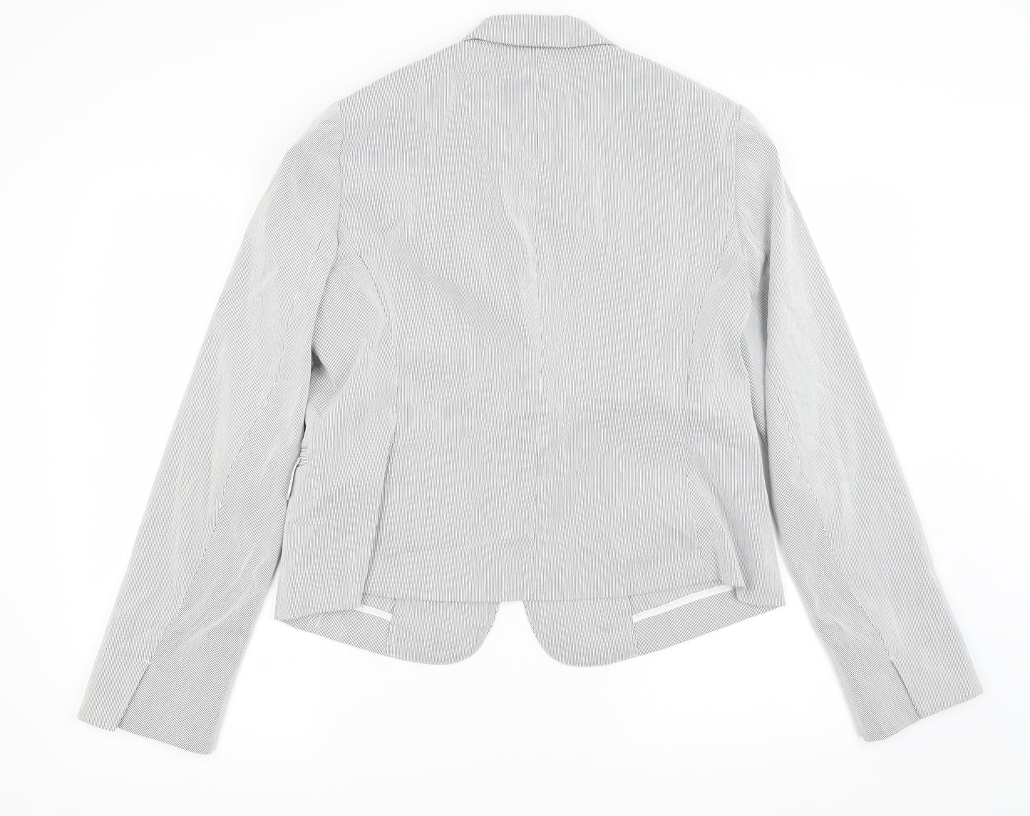 Preworn Womens Grey Striped  Jacket Blazer Size L