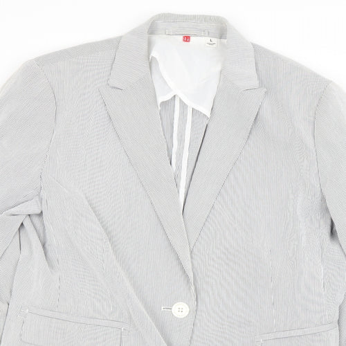 Preworn Womens Grey Striped  Jacket Blazer Size L