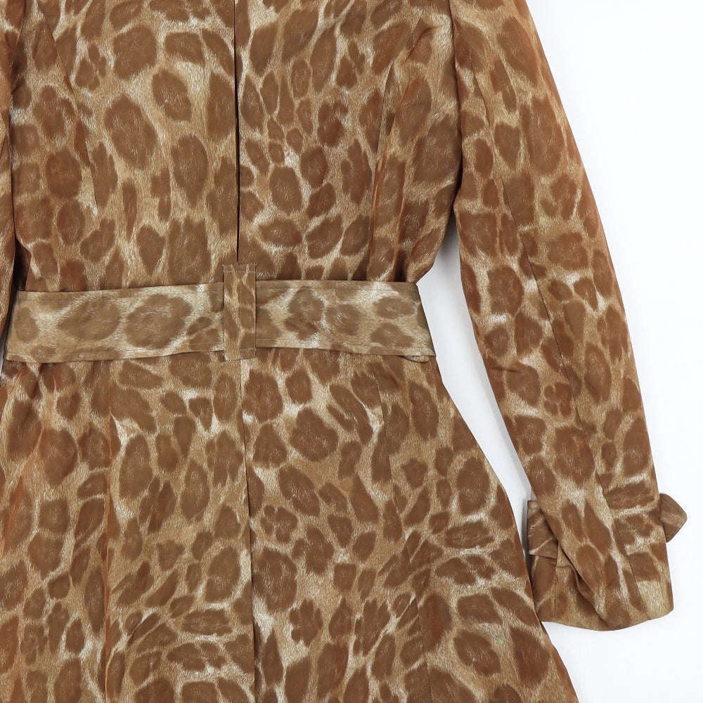 Papaya Womens Brown Animal Print  Jacket Coat Size 12