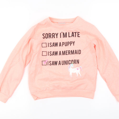 Preworn Girls Orange   Pullover Jumper Size 9 Years
