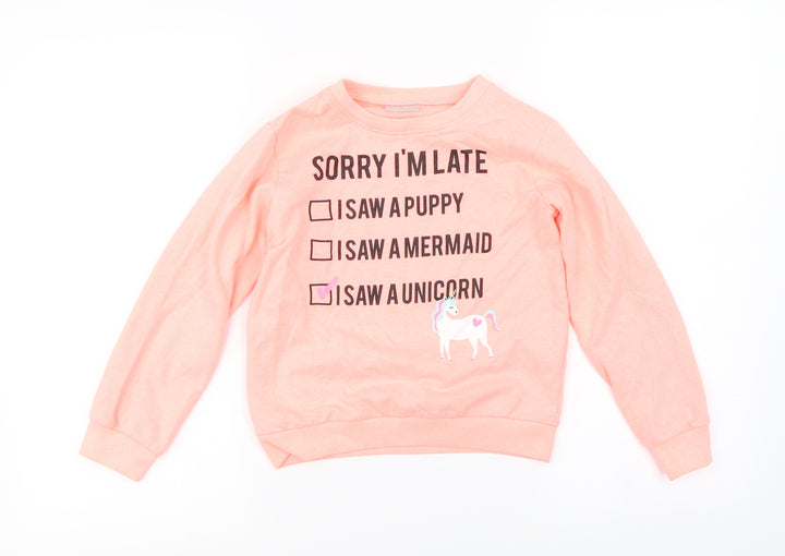 Preworn Girls Orange Pullover Jumper Size 9 Years