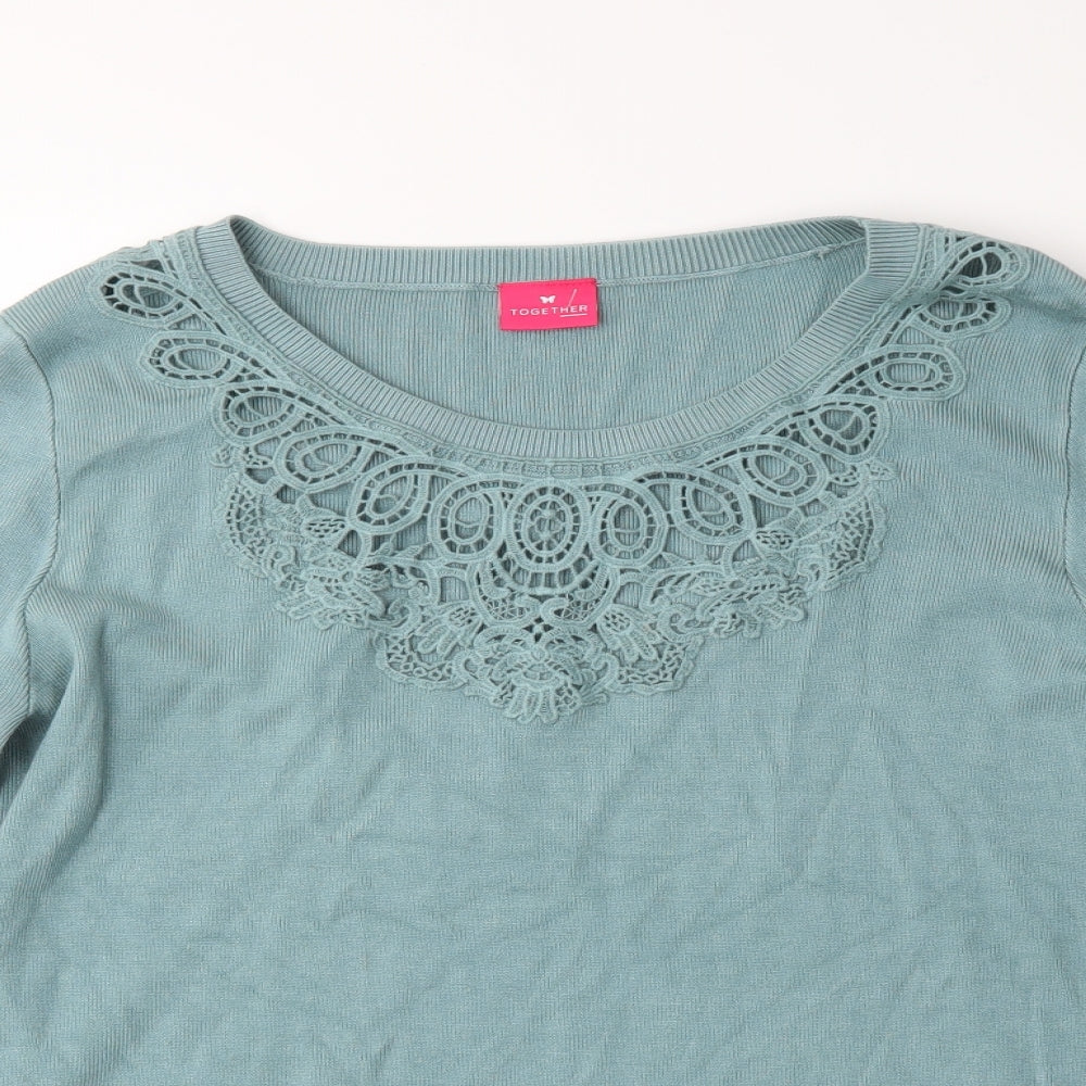Together Womens Green   Pullover Jumper Size 2XL