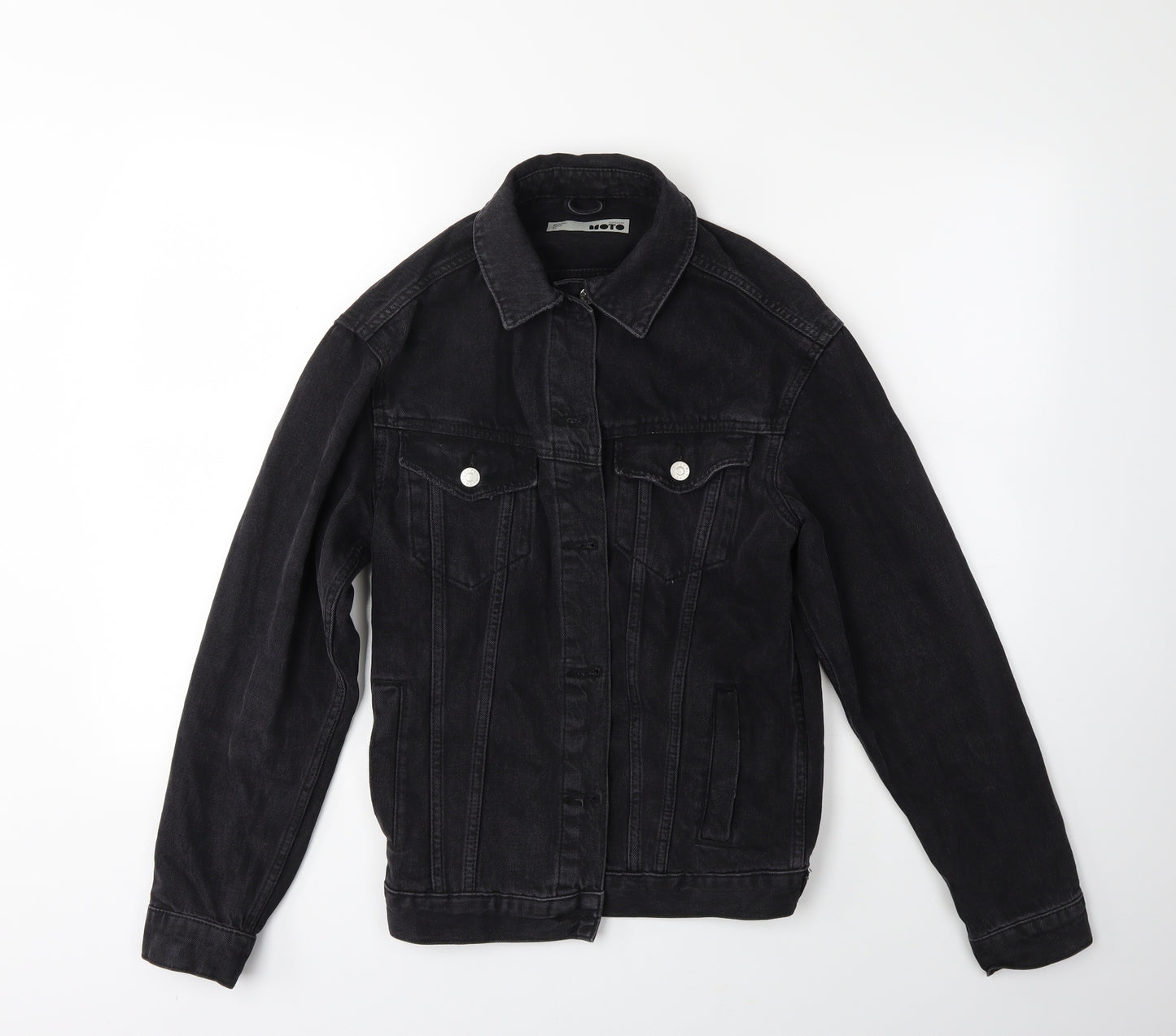 Moto Womens Black  Denim Jacket  Size 8