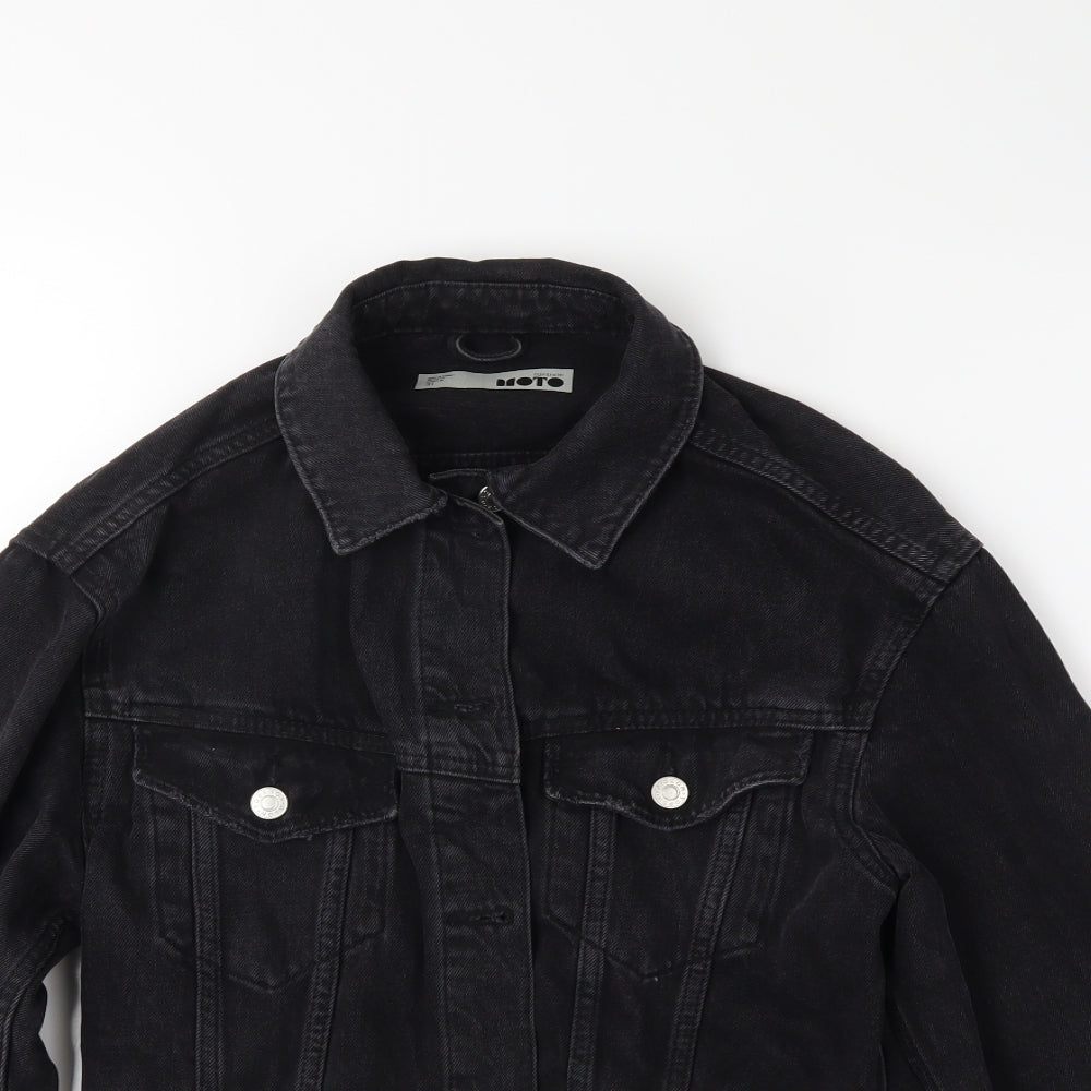 Moto Womens Black  Denim Jacket  Size 8