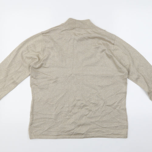 BM collection Womens Gold Floral  Pullover Jumper Size M  - Floral pearls on top right