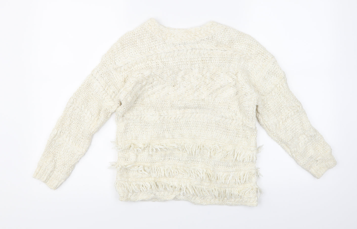 Outfit Kids Girls White Striped  Pullover Jumper Size 8 Years